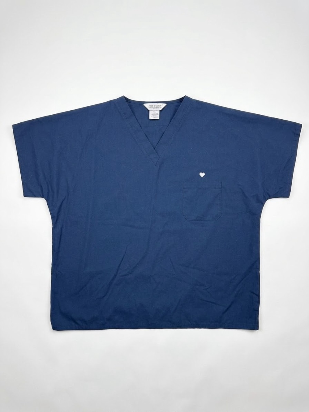 Unisex Navy V-Neck Scrub Top with Chest Pocket
